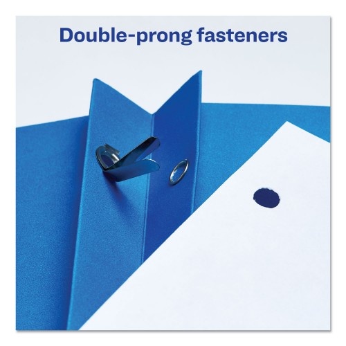 Avery Two-Pocket Folder, Prong Fastener, 0.5" Capacity, 11 X 8.5, Light Blue, 25/Box