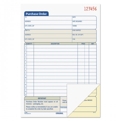 Tops Purchase Order Book, 12 Lines, Two-Part Carbonless, 5.56 X 8.44, 50 Forms Total