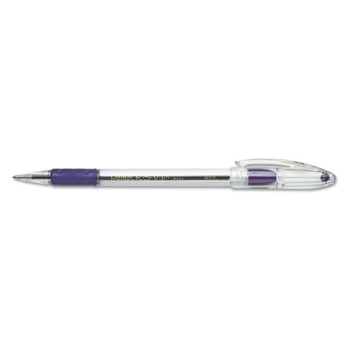 Pentel R.S.V.P. Ballpoint Pen, Stick, Medium 1 Mm, Violet Ink, Clear/Violet Barrel, Dozen