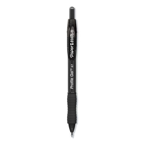 Paper Mate Profile Gel Pen, Retractable, Medium 0.7 Mm, Black Ink, Translucent Black Barrel, 36/Pack