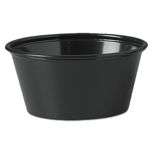 Dart Polystyrene Portion Cups, 3.25 Oz, Black, 250/Bag, 10 Bags/Carton