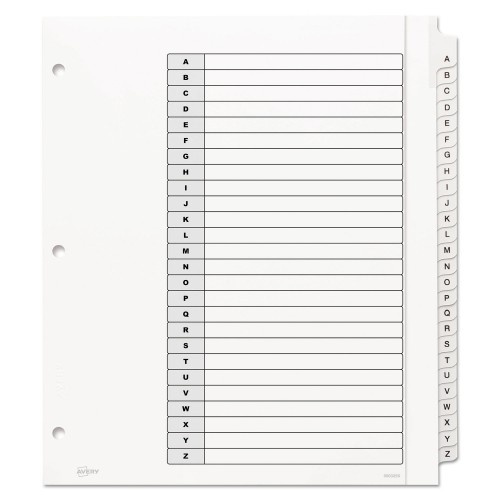 Avery Customizable Toc Ready Index Black And White Dividers, 26-Tab, Letter