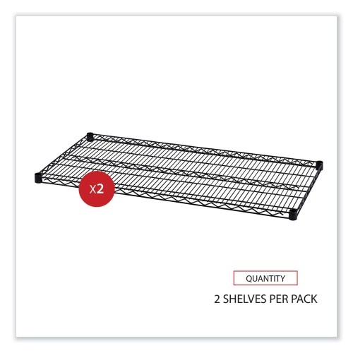 Alera Industrial Wire Shelving Extra Wire Shelves, 48W X 24D, Black, 2 Shelves/Carton