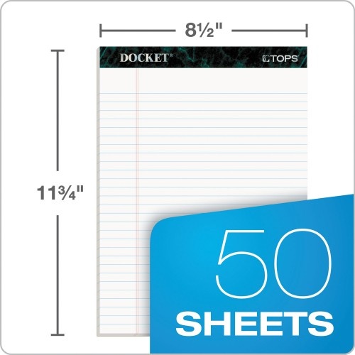 Tops Docket Ruled Perforated Pads, Wide/Legal Rule, 50 White 8.5 X 11.75 Sheets, 12/Pack