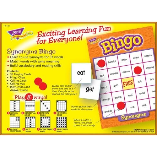 Trend Synonyms Bingo Game