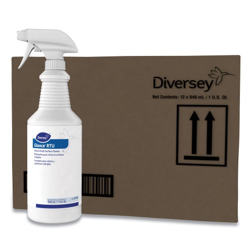Diversey Glance Glass And Multi-Surface Cleaner, Original, 32 Oz Spray Bottle, 12/Carton