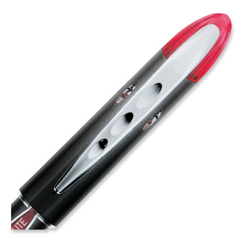 Uni-Ball Vision Elite Roller Ball Pen, Stick, Extra-Fine 0.5 Mm, Red Ink, Black/Red Barrel