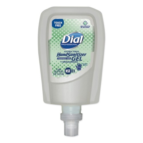 Dial Antibacterial Gel Hand Sanitizer Refill For Fit Touch Free Dispenser, Fragrance-Free, 1.2 l