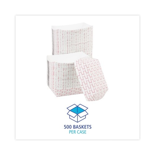Boardwalk Paper Food Baskets, 1 Lb Capacity, Red/White, 1,000/Carton