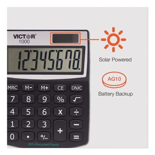 Victor Minidesk Calculator, 8-Digit Lcd