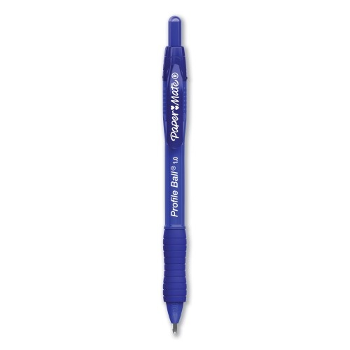 Paper Mate Profile Ballpoint Pen, Retractable, Medium 1 Mm, Blue Ink, Translucent Blue Barrel, 4/Pack