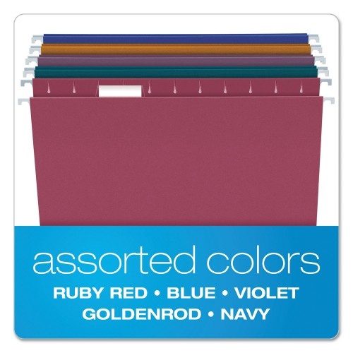 Earthwise By Pendaflex 100% Recycled Colored Hanging File Folders, Letter Size, 1/5-Cut Tab, Assorted, 20/Box