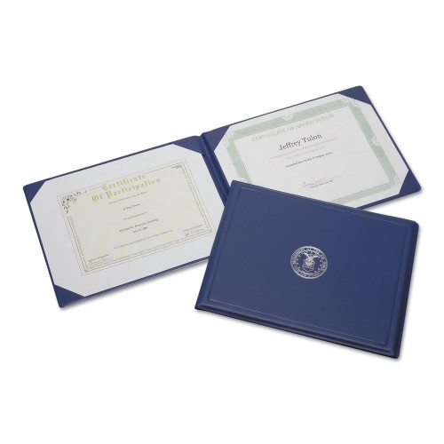 AbilityOne 751000 Skilcraft Award Certificate Binder, 8.5 X 11, Navy Seal, Blue/Gold