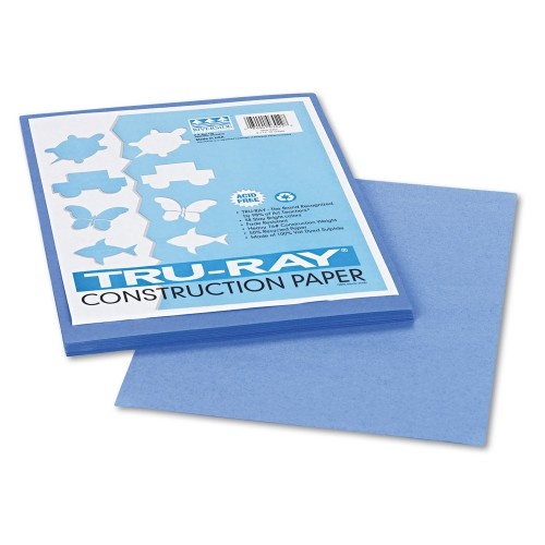 Pacon Tru-Ray Construction Paper, 76 lb Text Weight, 9 x 12, Blue, 50/Pack