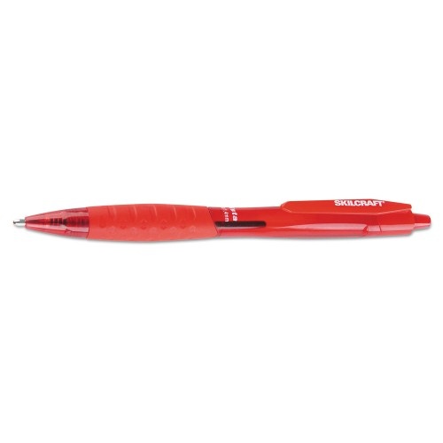 AbilityOne 752001 SKILCRAFT VISTA Ballpoint Pen, Retractable, Bold 1.4 mm, Red Ink, Translucent Red Barrel, Dozen