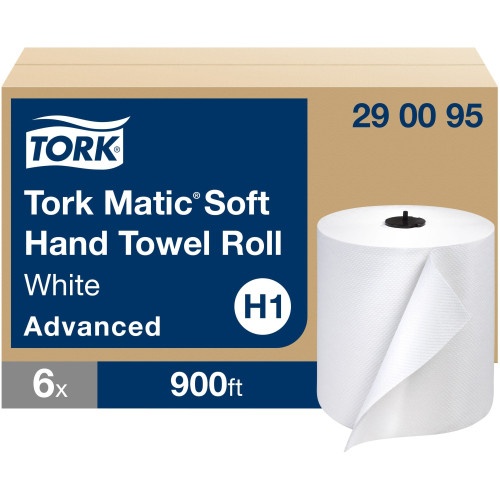 Tork Advanced Matic Hand Towel Roll, 1-Ply, 7.7" x 900 Ft, White, 6 Rolls/Carton