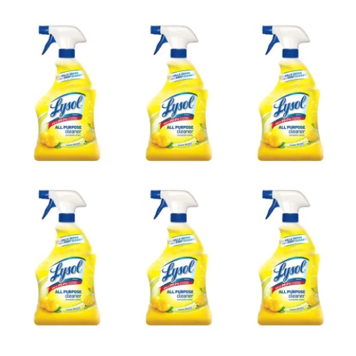 Lysol Brand Ready-To-Use All-Purpose Cleaner, Lemon Breeze, 32 Oz Spray Bottle - 6 Pack
