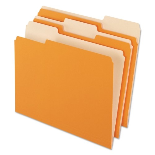 Pendaflex Interior File Folders, 1/3-Cut Tabs: Assorted, Letter Size, Orange, 100/Box