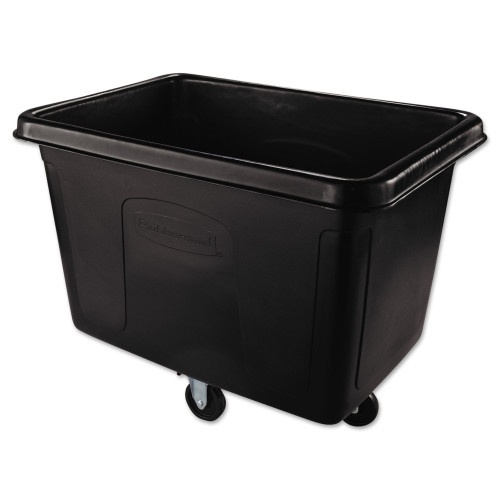 Rubbermaid Commercial Cube Truck, 105 Gal, 500 Lb Capacity, Plastic, Black