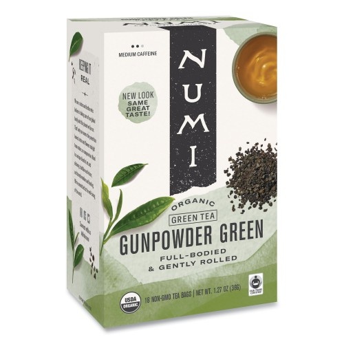 Numi Organic Gunpowder Green Tea, 1.27 Oz, 18/Box