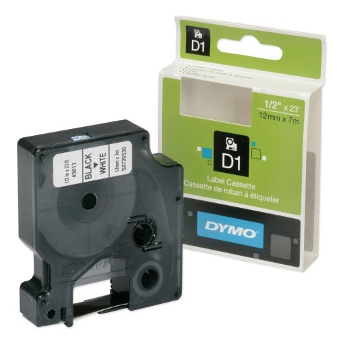 AbilityOne 751001 Dymo/Skilcraft Label Cassette, 0.5" x 24 ft, White/Black