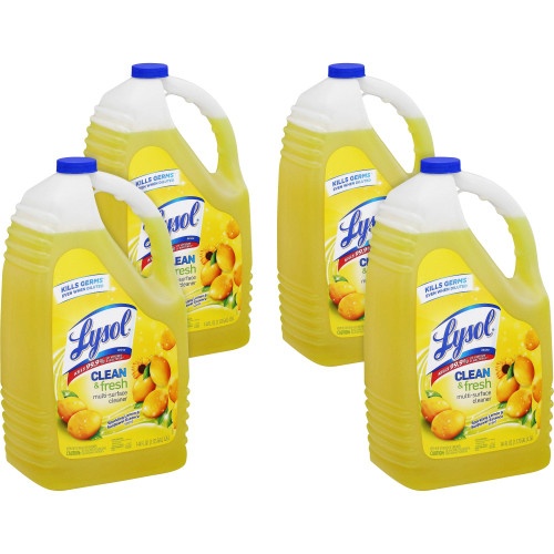 Lysol Clean and Fresh Multi-Surface Cleaner - Sparkling Lemon and Sunflower Essence, 144 oz Bottle, 4/Carton