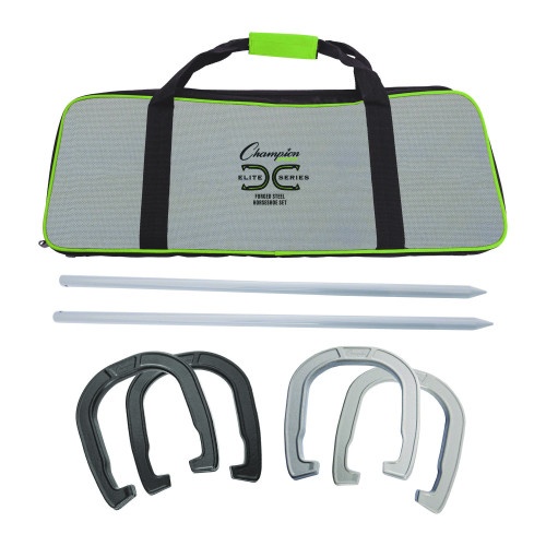 Champion Sports Forged Steel Horseshoe Set - Complete with Stakes and Carry Bag