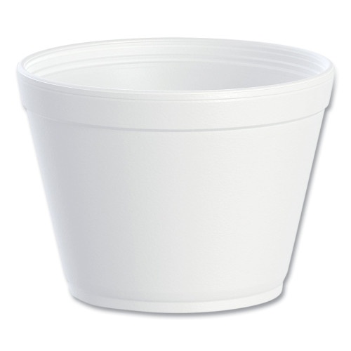 Dart Foam Containers, Extra Squat, 16 Oz, White, 25/Bag, 20 Bags/Carton