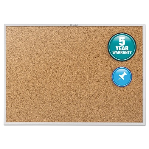 Quartet Classic Series Cork Bulletin Board, 96 x 48, Tan Surface, Silver Anodized Aluminum Frame
