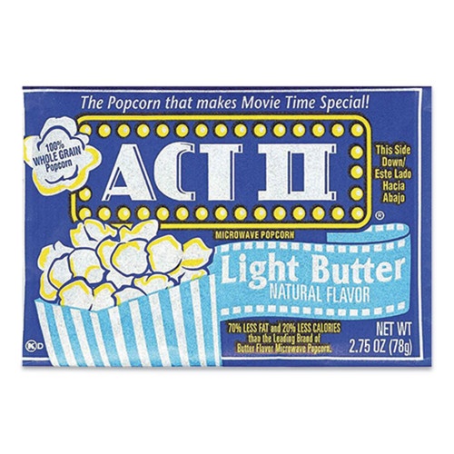 Act II Microwave Popcorn, Light Butter, 2.75 Oz Bag, 36/Carton
