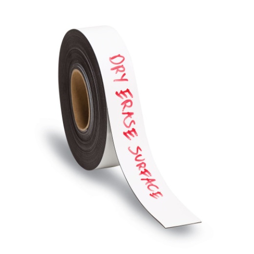 U Brands Dry Erase Magnetic Tape Roll, 2" x 50 Ft, White