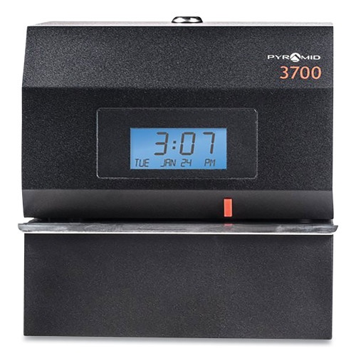 Pyramid Heavy-Duty Time Clock And Document Stamp, LCD Display, Black