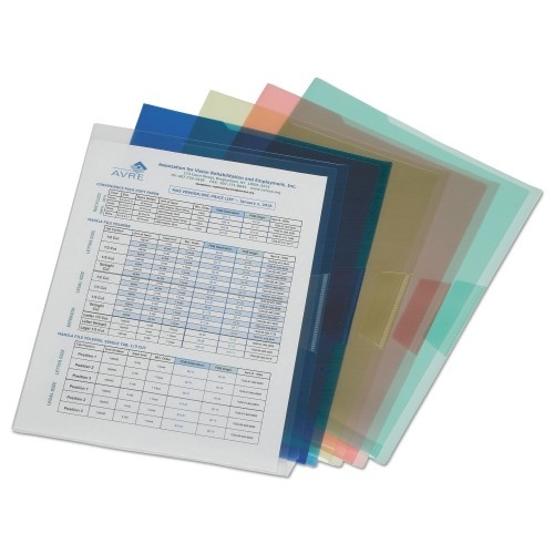 AbilityOne 752001 Skilcraft Poly Project Translucent File Jacket, Letter Size, Assorted Colors, 5/Pack