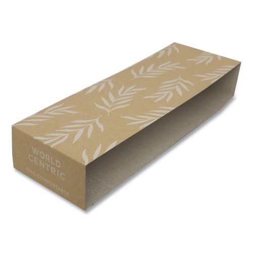 World Centric Leaf Design Fiber Container Sleeves, 7.5" x 10" x 3.25", Natural, Paper, 800/Carton
