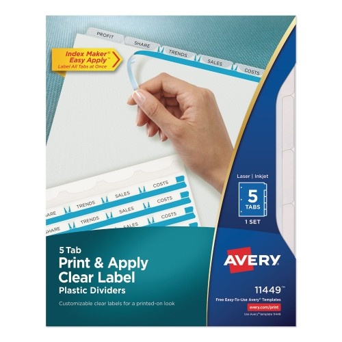 Avery Print and Apply Index Maker Clear Label Plastic Dividers