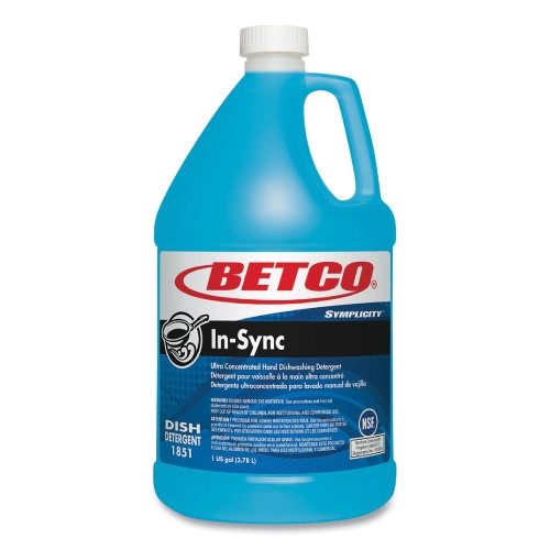 Betco Symplicity In-Sync Premium Hand Dishwashing Detergent, Fresh Ozonic Scent, 1 Gal Bottle, 4/Carton