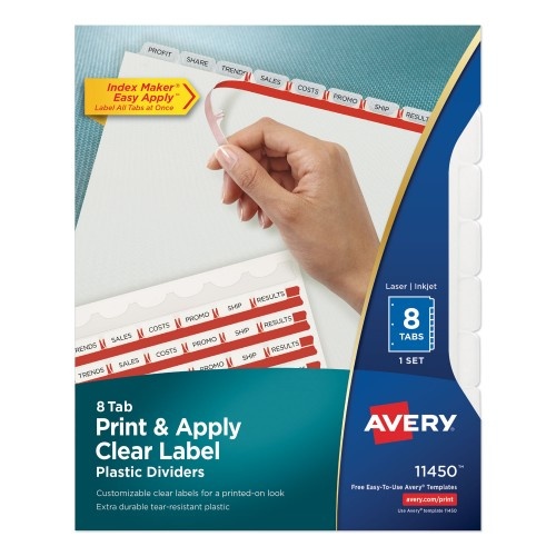Avery Print and Apply Index Maker Clear Label Plastic Dividers