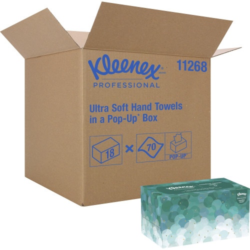 Kleenex Ultra Soft Hand Towels, Pop-Up Box, 1-Ply, 8.9 X 10, White, 70/Box, 18 Boxes/Carton