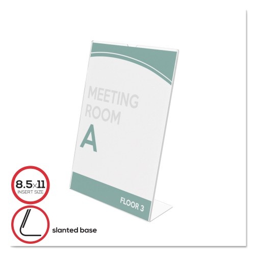 Deflecto Superior Image Slanted Sign Holder, Portrait, 8.5 x 11 Insert, Clear