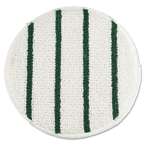 Rubbermaid Commercial Low Profile Scrub-Strip Carpet Bonnet - 19" Diameter, White/Green, 5/Carton