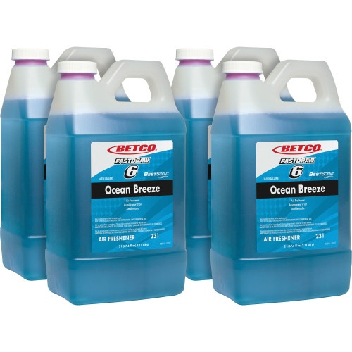Betco Bestscent Ocean Breeze Deodorizer, 67.6 Oz FastDraw Bottle, 4/Carton