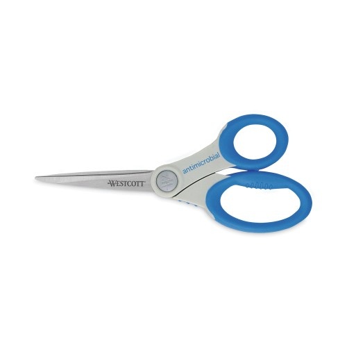 Westcott Scissors with Antimicrobial Protection, 8" Long, 3.5" Cut Length, Blue Straight Handle