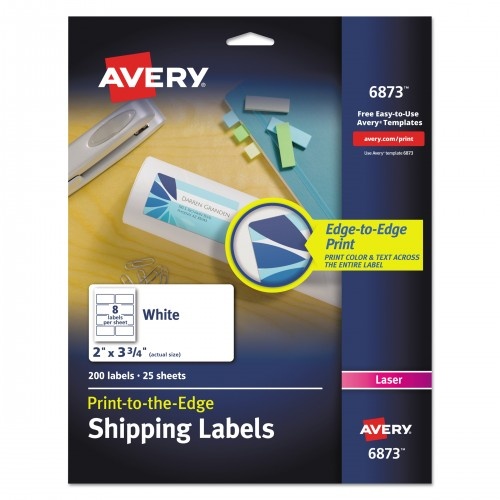 Avery Vibrant Laser Color-Print Labels W/ Sure Feed, 2 X 3.75, White, 200/Pk