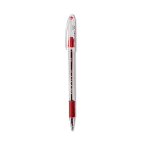 Pentel R.S.V.P. Ballpoint Pen, Fine 0.7 Mm, Red Ink, Clear/Red Barrel, Dozen
