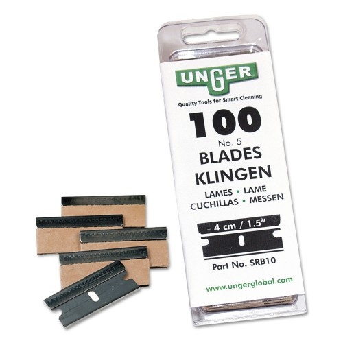 Unger Safety Scraper Replacement Blades #9, Stainless Steel, 100/Box