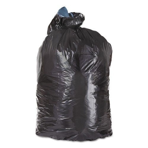 Trinity Plastics Low-Density Can Liners, 10 Gal, 1 Mil, 24" X 23", Black, Flat Pack, 500/Carton