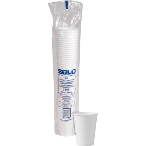 Solo Disposable Paper Hot Cups - 12 fl oz, White