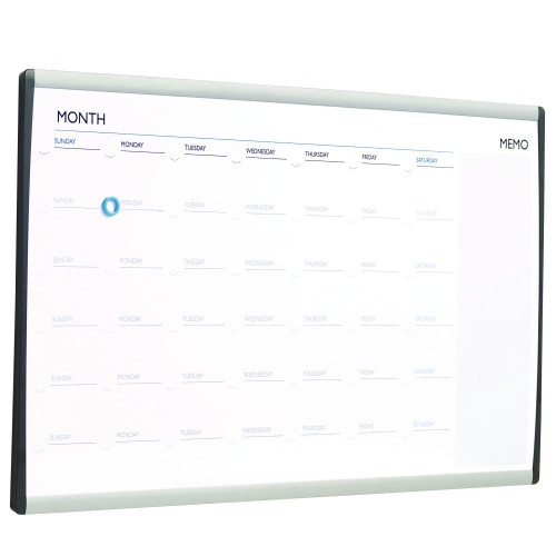 Quartet Arc Frame Cubicle Magnetic Dry Erase Calendar - One Month Format, 30 x 18, White Surface, Silver Aluminum Frame