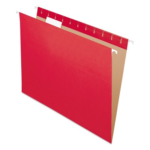 Pendaflex Colored Hanging Folders, Letter Size, 1/5-Cut Tabs, Red, 25/Box