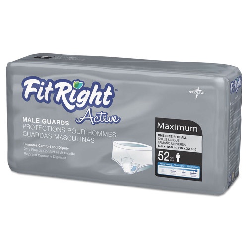 Medline Fitright Active Male Guards, 6" x 11", White, 52/Pack